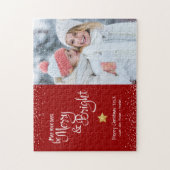 赤い写真の日 メリーブライトスクリプト ゴールドホリデー ジグソーパズル (縦)