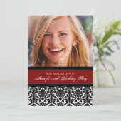 赤い写真の第18バースデーパーティ招待状 招待状 (スタンド正面)