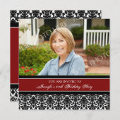 赤い写真の第60バースデーパーティ招待状 招待状 (正面/裏面)