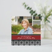 赤い写真の第60バースデーパーティ招待状 招待状 (スタンド正面)