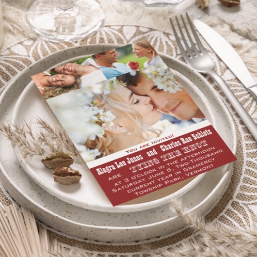 赤い写真の結婚式招待状 招待状