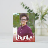 赤い写真はっきりしたタイポグラフィ感謝していユー ポストカード (スタンド正面)