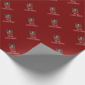 赤い写真エレガントのスクリプト名メリークリスマス ラッピングペーパー (角)