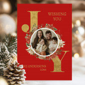 赤い写真エレガント折り畳みクリスマス シーズンカード