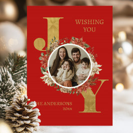 赤い写真エレガント折り畳みクリスマス シーズンカード
