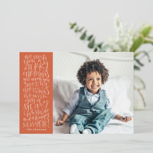 赤い写真カードでクリスマスを祝おう シーズンカード (スタンド正面)