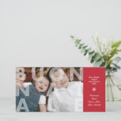 赤い写真カードの透明なBuon Natale シーズンカード (スタンド正面)