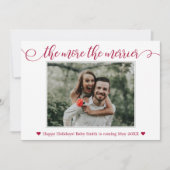 赤い写真クリスマス妊娠告知カード 招待状 (正面)