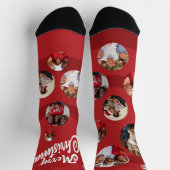 赤い写真コラージクリスマス ソックス (上部)