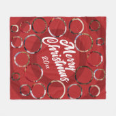 赤い写真コラージクリスマス フリースブランケット (正面(横))