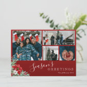 赤い写真コラージュの季節のクリスマスの挨拶 シーズンカード (スタンド正面)