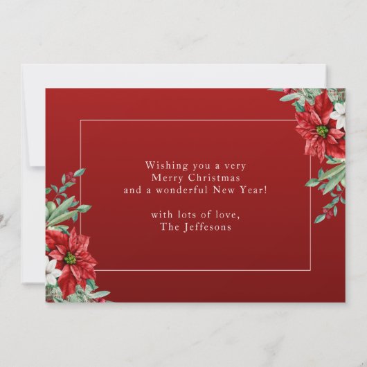 赤い写真コラージュの季節のクリスマスの挨拶 シーズンカード (裏面)