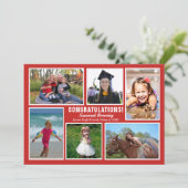 赤い写真コラージュ 卒業 オープンハウス招待状 招待状 (スタンド正面)