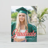 赤い写真スクリプトのグラデーション招待状 招待状 (スタンド正面)