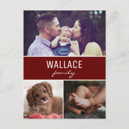 赤い写真パーソナライズされたコラージュのクリスマス ポストカード