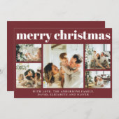 赤い写真モダンコラージクリスマスホリデーカード シーズンカード (正面/裏面)