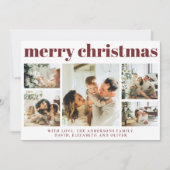 赤い写真モダンコラージクリスマスホリデーカード シーズンカード (正面)