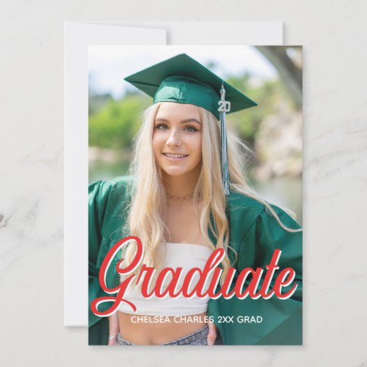 赤い写真台本卒業式招待状 招待状 (正面)