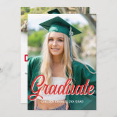 赤い写真台本卒業式招待状 招待状 (正面/裏面)