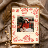 赤い写真手描きドードルクリスマお洒落ス ポスター