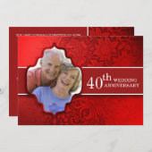 赤い写真記念日招待状 招待状 (正面/裏面)