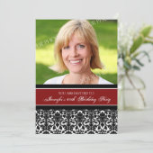 赤い写真60番目のバースデーパーティ招待状 招待状 (スタンド正面)