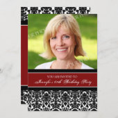 赤い写真60番目のバースデーパーティ招待状 招待状 (正面/裏面)