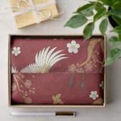 赤い冠の鶴と桜の模様 (1) 薄葉紙 (ギフト)