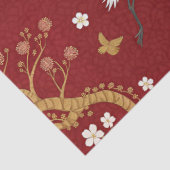 赤い冠の鶴と桜の模様 (1) 薄葉紙 (詳細)