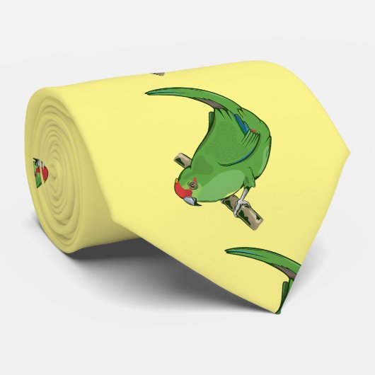 赤い冠を付けたインコ・カーリキ ネクタイ (ロール)