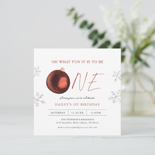 赤い冬ああ何おもしろいガール1st誕生日パーティー 招待状