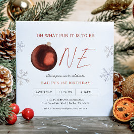 赤い冬ああ何おもしろいガール1st誕生日パーティー 招待状