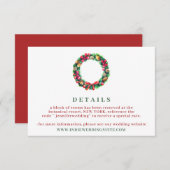 赤い冬のクリスマスオーナメントの結婚式の詳細 招待状 (正面/裏面)