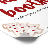 赤い冬のクリスマスフォトブース赤ちゃんシャワーのサイン ポスター (角)