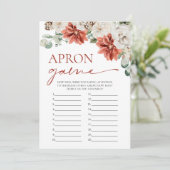 赤い冬のクリスマス ブライダルシャワーのエプロンゲーム 招待状 (スタンド正面)