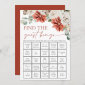 赤い冬のゲスト探しビンゴ ブライダルシャワーゲーム 招待状 (正面/裏面)
