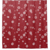 赤い冬のシャワーカーテン シャワーカーテン (正面)