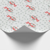 赤い冬のスカーフのかわいい水色フクロウ ラッピングペーパー (角)