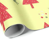 赤い冬のスノーフレークのクリスマスツリーシームレスパターン ラッピングペーパー (ロールコーナー)