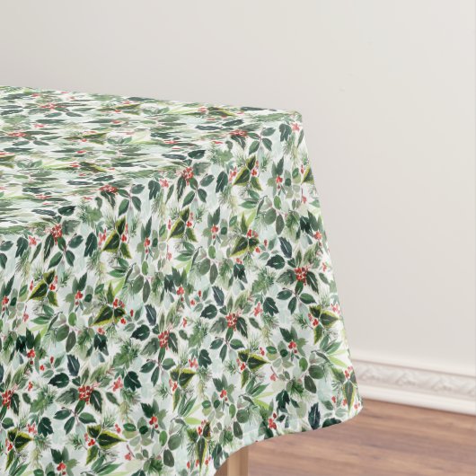 赤い冬のベリーと様々な離れクリスマス テーブルクロス (インサイチュ)