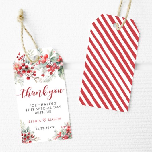 赤い冬のベリー感謝していクリスマス結婚 ギフトタグ