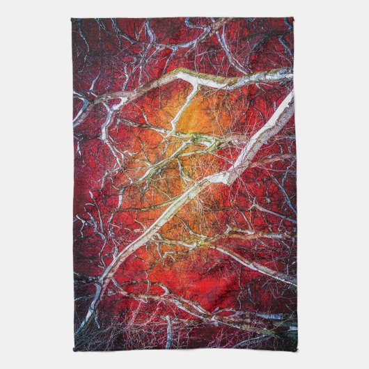 赤い冬の夜 キッチンタオル (縦)