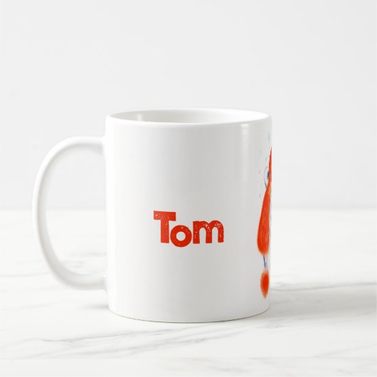 赤い冬の帽子のクリスマスに可愛いホッキョクグマ コーヒーマグカップ (左)