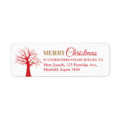 赤い冬の木のクリスマスの金ゴールドのパトリッジ ラベル (正面)