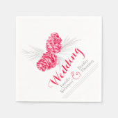 赤い冬の松ぼっくりアートの結婚式用紙ナプキン スタンダードカクテルナプキン (正面)