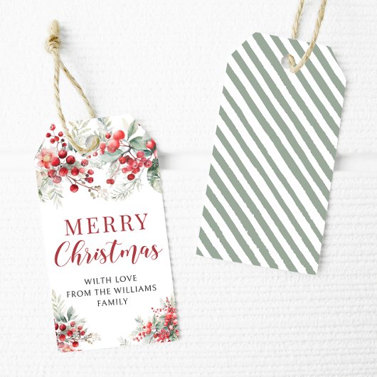 赤い冬の果実クリスマス感謝していユーギフトラベル ギフトタグ