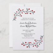 赤い冬の果実シンプルにエレガントな結婚式 招待状 (正面)