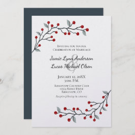 赤い冬の果実シンプルにエレガントな結婚式 招待状