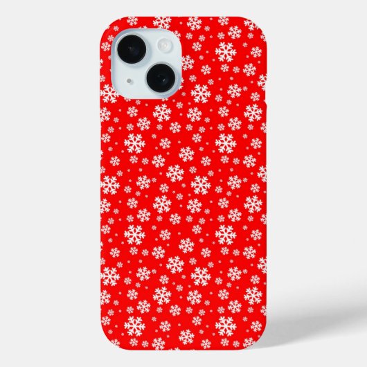 赤い冬の模様に白い雪の結晶 Case-Mate iPhoneケース (裏面)