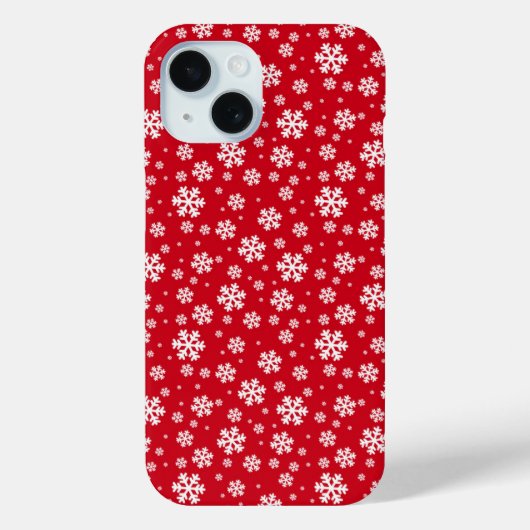 赤い冬の模様に白い雪の結晶 Case-Mate iPhoneケース (裏面)